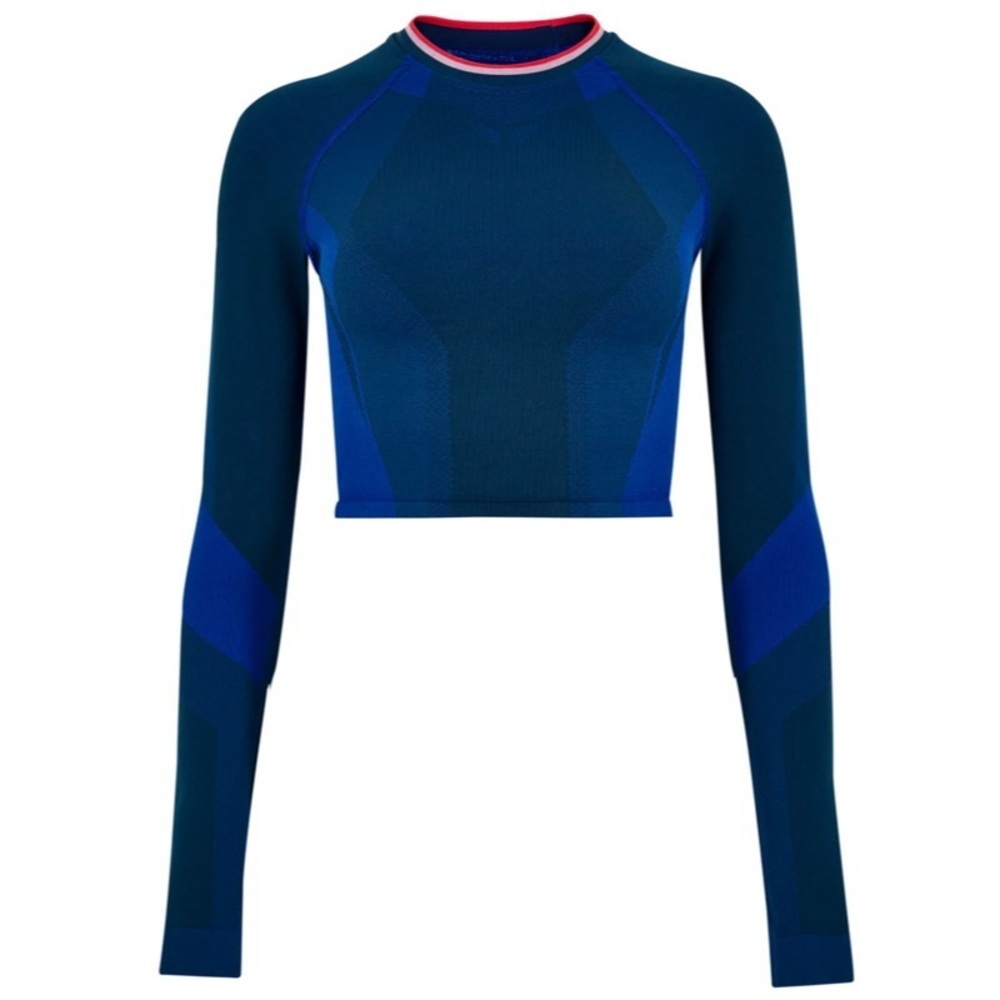 LNDR All Seasons Long Sleeve Stretch Crop Top in‎ Blue Petrol